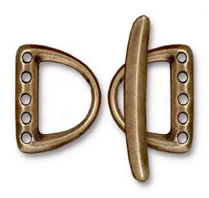 D Ring Links & Clasp Toggle Set  (5 hole) - Brass Ox