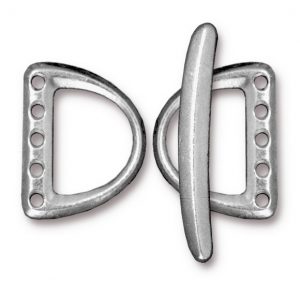 D Ring Links & Clasp Toggle Set  (5 hole) - Rhodium