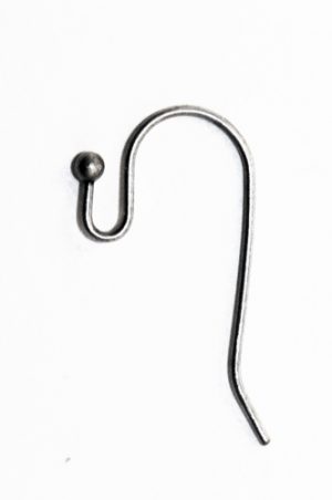 Ear Wire - Ball - Antique Mat Silver