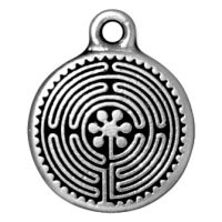 Labyrinth Charm - Ant. Silver